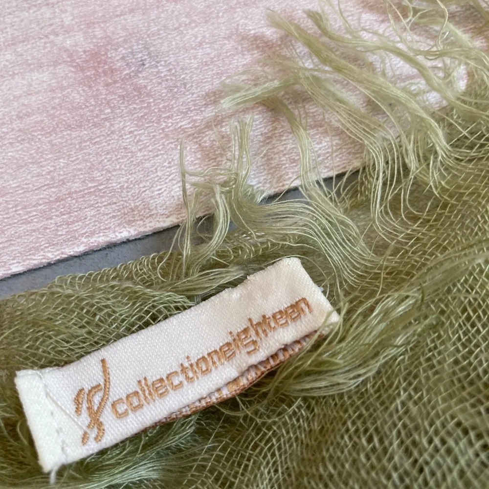Collection Eighteen Oversized Metallic Light Green Fringe Scarf | 50x50
